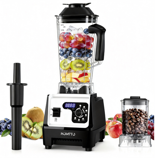HOMTTO Smart Soft-Start Anti-Splash Blender 1200W with Dual Cups - 2.5L