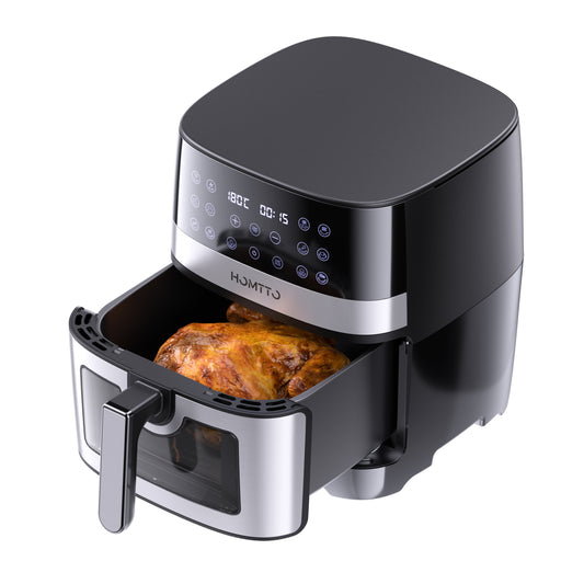 HOMTTO Visible Window Stainless Steel Air Fryer-8L