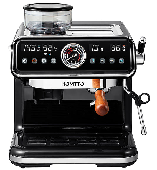 HOMTTO Semi Auto Espresso Machine Smart Touch Coffee Grinder Milk Frother