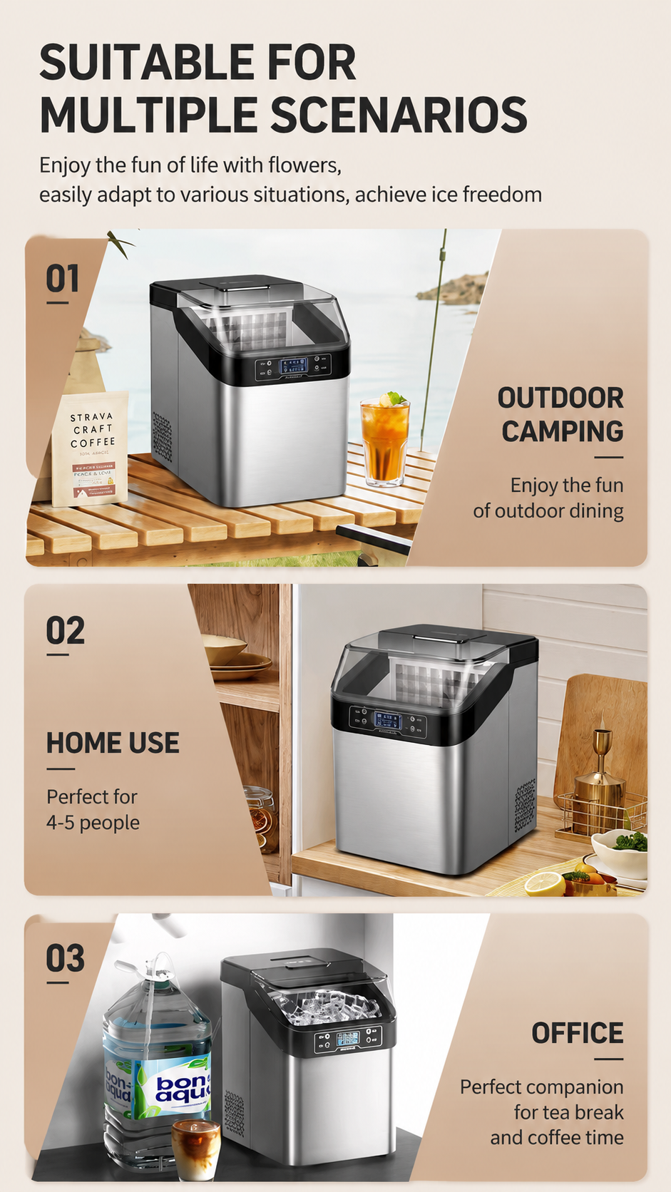 HOMTTO Ice Maker Machine-24 Cubes,13 Thickness Levels,Self-Cleaning & Timer