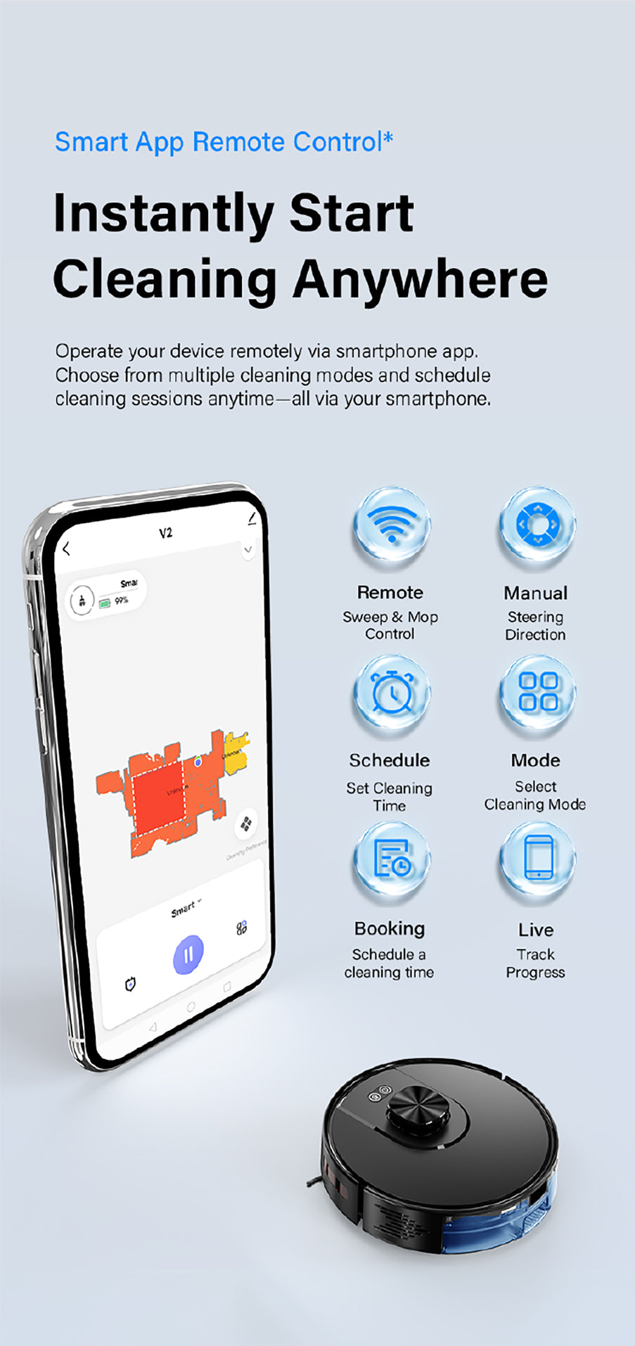 HOMTTO Robot Vacuum Cleaner LiDAR Self-Empty Tuya App Control
