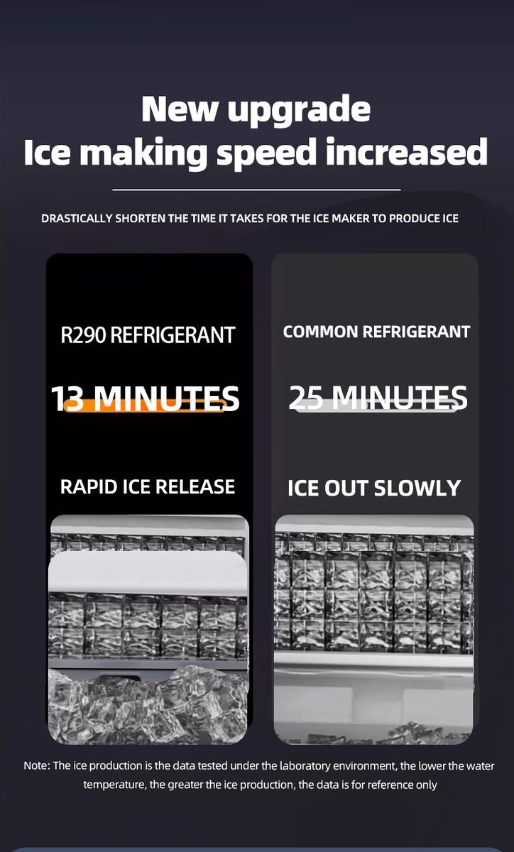 HOMTTO 16kg/24Hr Cube Ice Maker - 12 Cubes in 14 Mins, 1.5L, Touchscreen