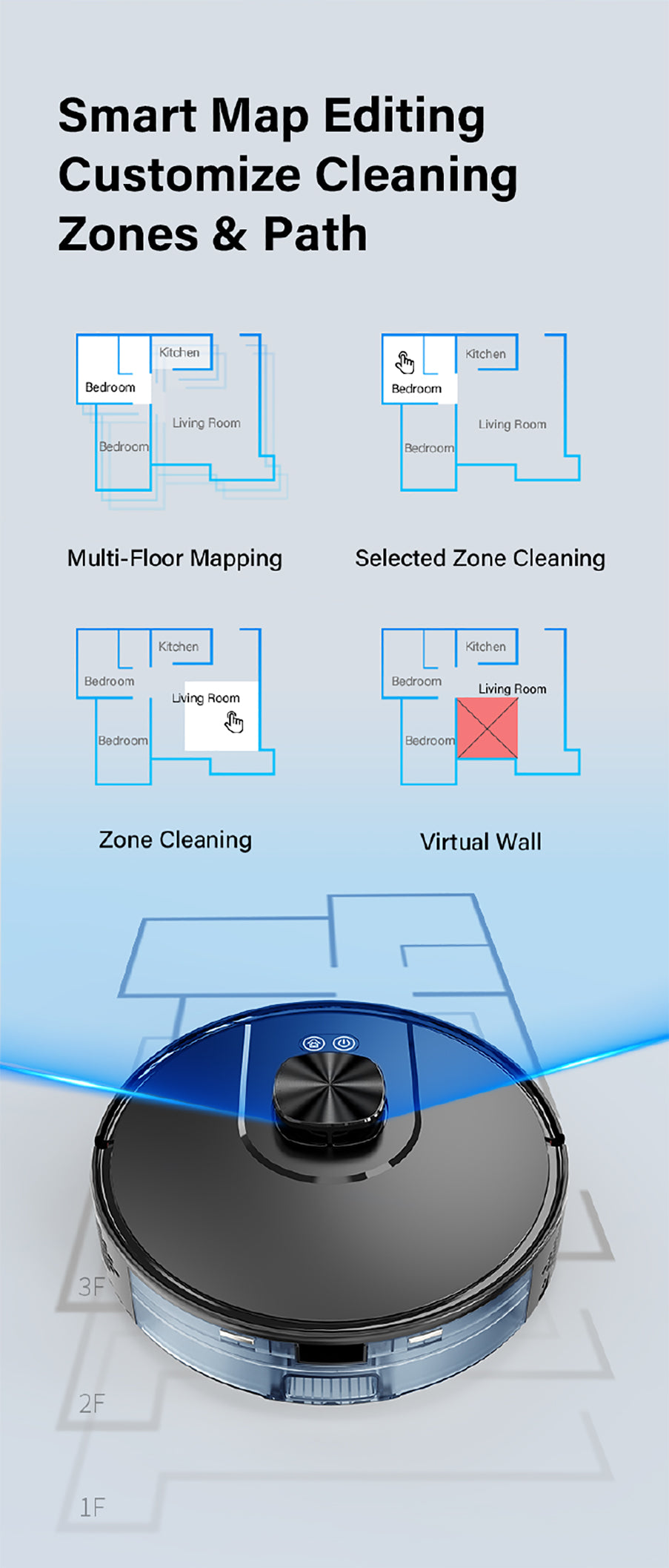 HOMTTO Robot Vacuum Cleaner LiDAR Self-Empty Tuya App Control