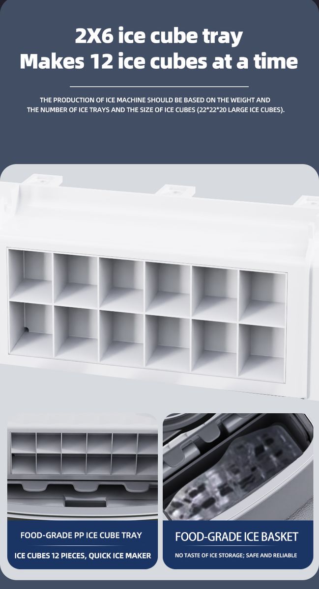 HOMTTO 16kg/24Hr Cube Ice Maker - 12 Cubes in 14 Mins, 1.5L, Touchscreen