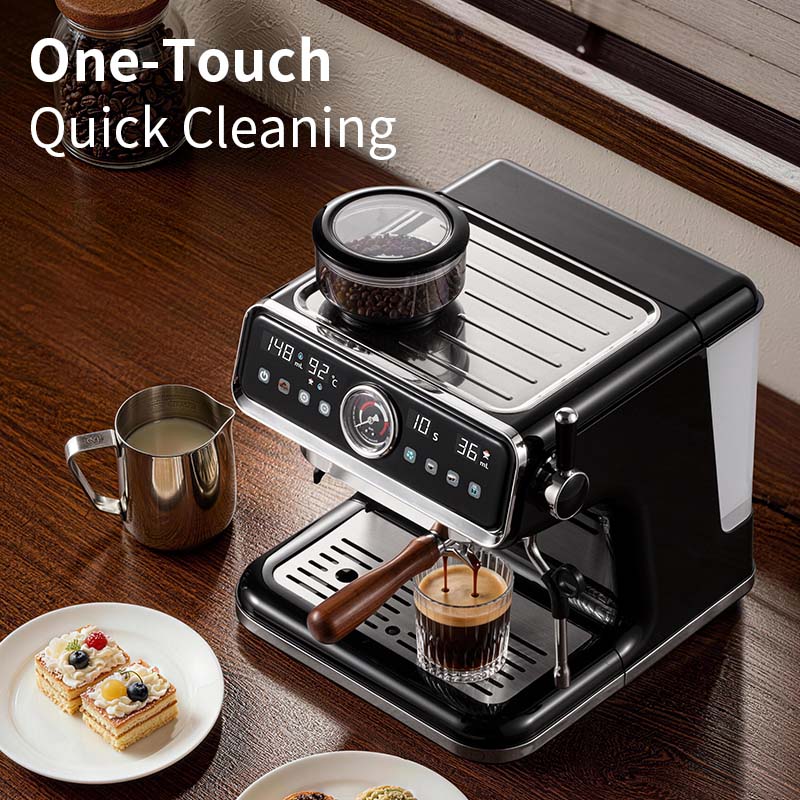 HOMTTO Semi Auto Espresso Machine Smart Touch Coffee Grinder Milk Frother