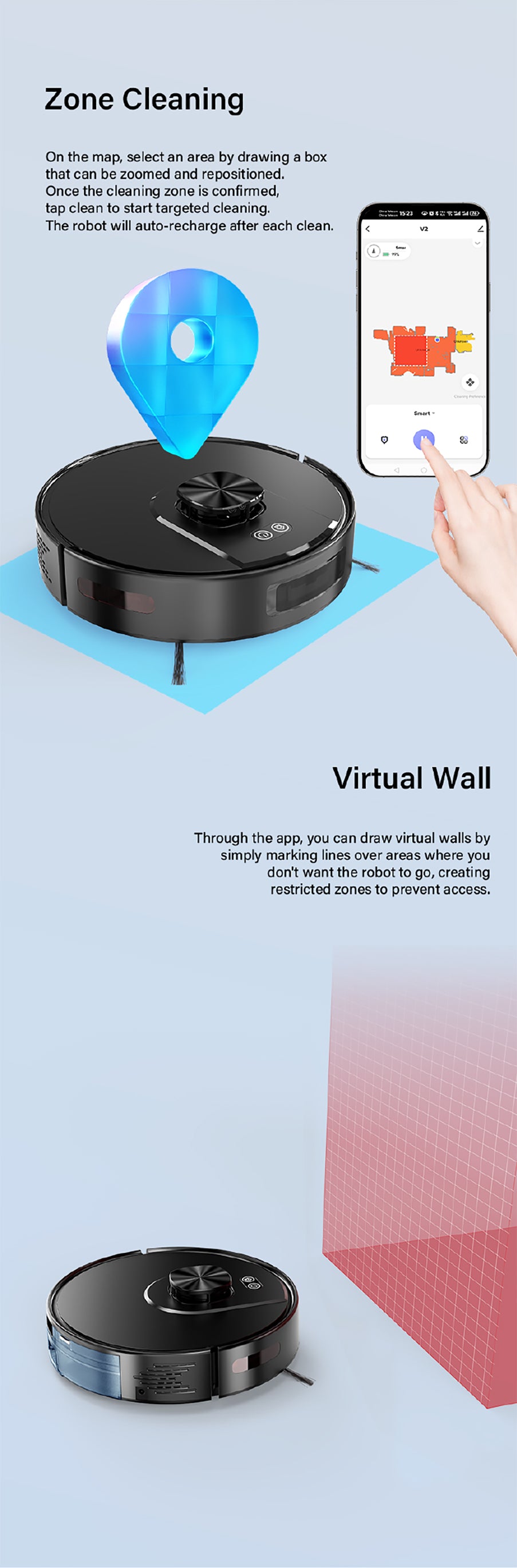 HOMTTO Robot Vacuum Cleaner LiDAR Self-Empty Tuya App Control