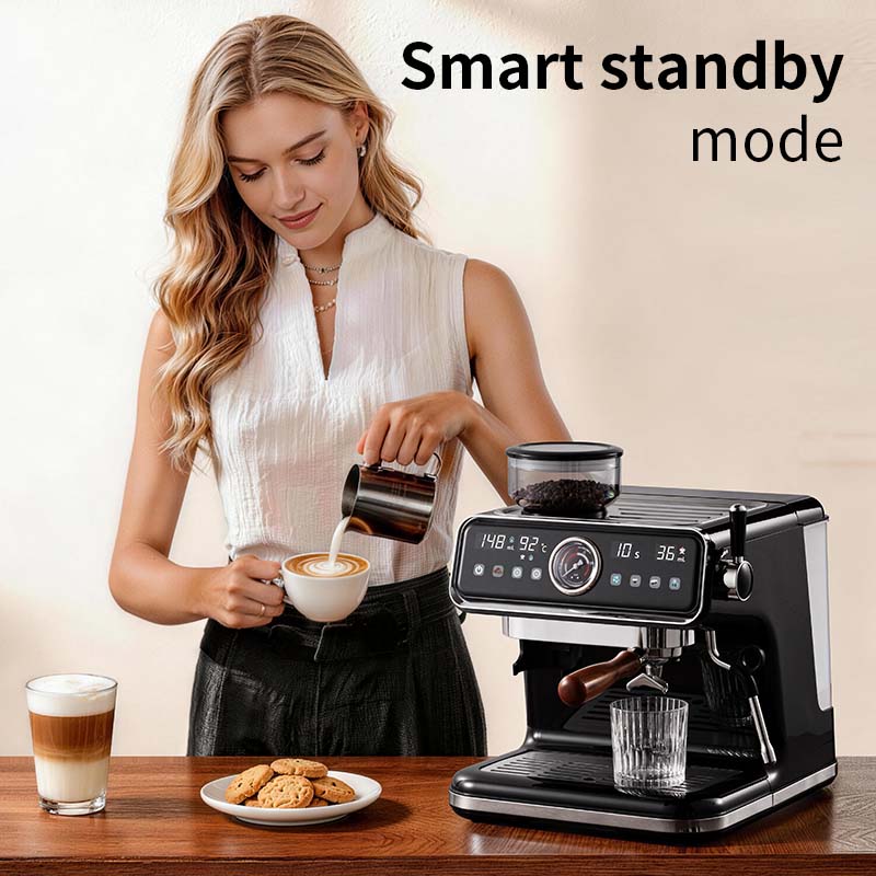 HOMTTO Semi Auto Espresso Machine Smart Touch Coffee Grinder Milk Frother
