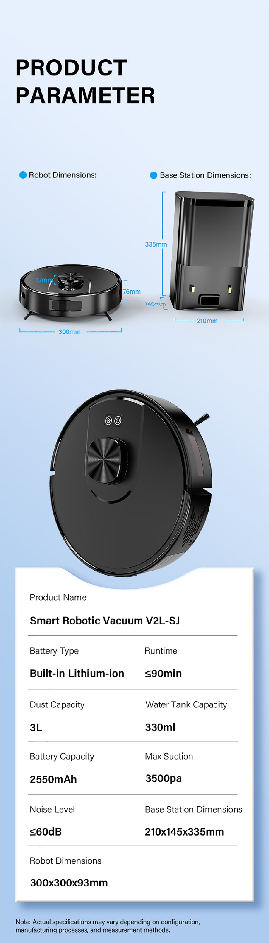 HOMTTO Robot Vacuum Cleaner LiDAR Self-Empty Tuya App Control