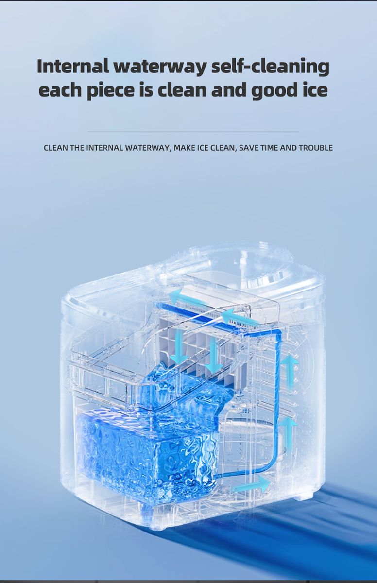 HOMTTO 16kg/24Hr Cube Ice Maker - 12 Cubes in 14 Mins, 1.5L, Touchscreen