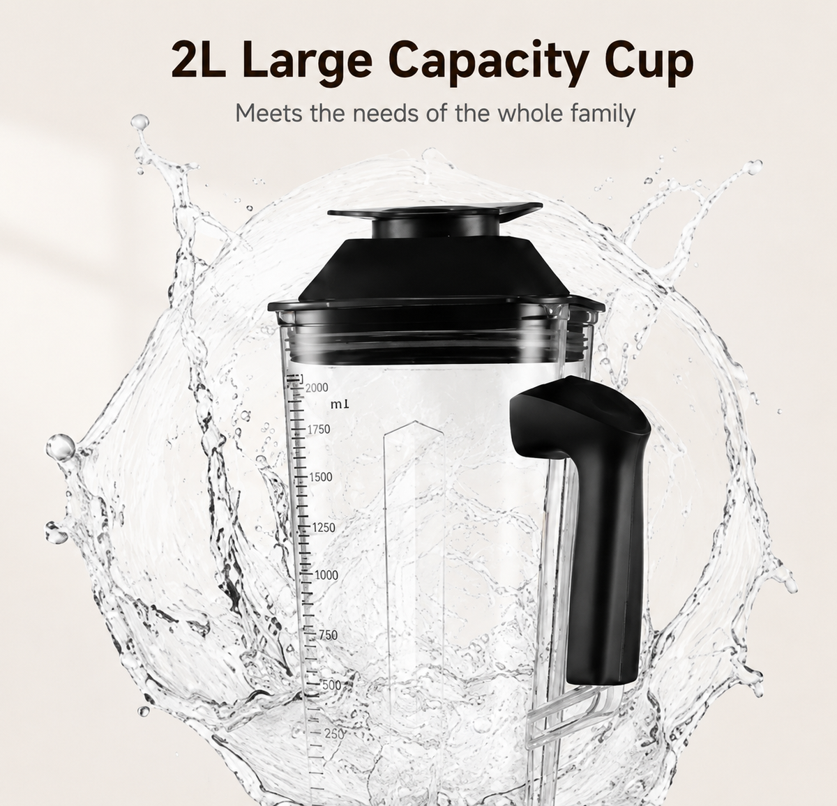 HOMTTO Smart Soft-Start Anti-Splash Blender 1200W with Dual Cups - 2.5L