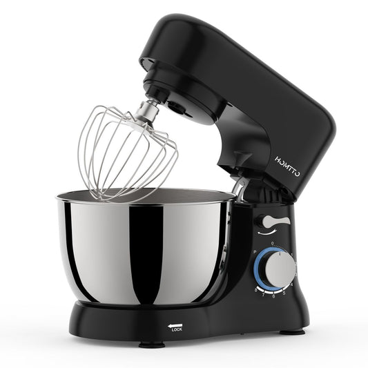 HOMTTO 1000W 4.5L Kitchen Machien Stand Mixer - 6-Speed + P control, Bowl