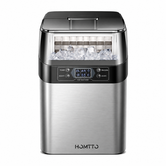 HOMTTO Ice Maker Machine-24 Cubes,13 Thickness Levels,Self-Cleaning & Timer