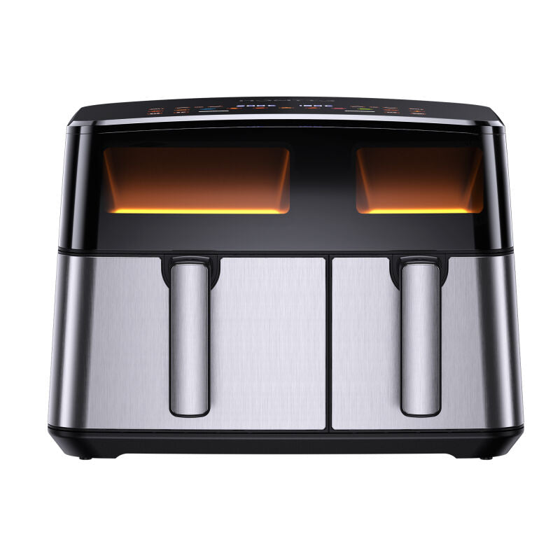 HOMTTO Visible Window Stainless Steel Dual Air Fryer - 9.5L