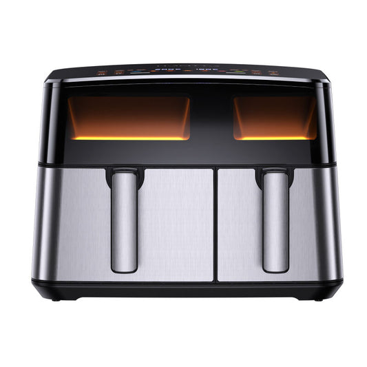 HOMTTO Visible Window Stainless Steel Dual Air Fryer - 9.5L