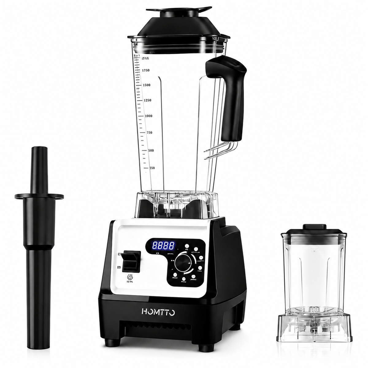 HOMTTO Smart Soft-Start Anti-Splash Blender 1200W with Dual Cups - 2.5L