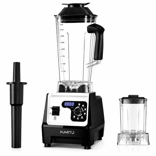 HOMTTO Smart Soft-Start Anti-Splash Blender 1200W with Dual Cups - 2.5L