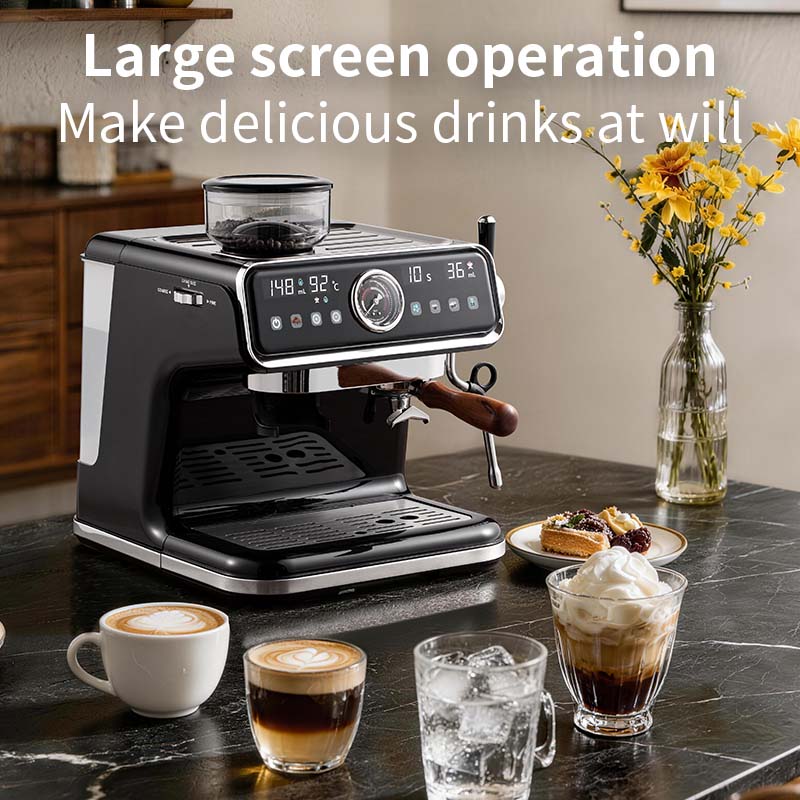 HOMTTO Semi Auto Espresso Machine Smart Touch Coffee Grinder Milk Frother