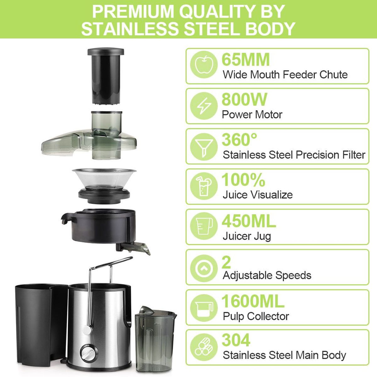 HOMTTO 2 Speed Juice Maker