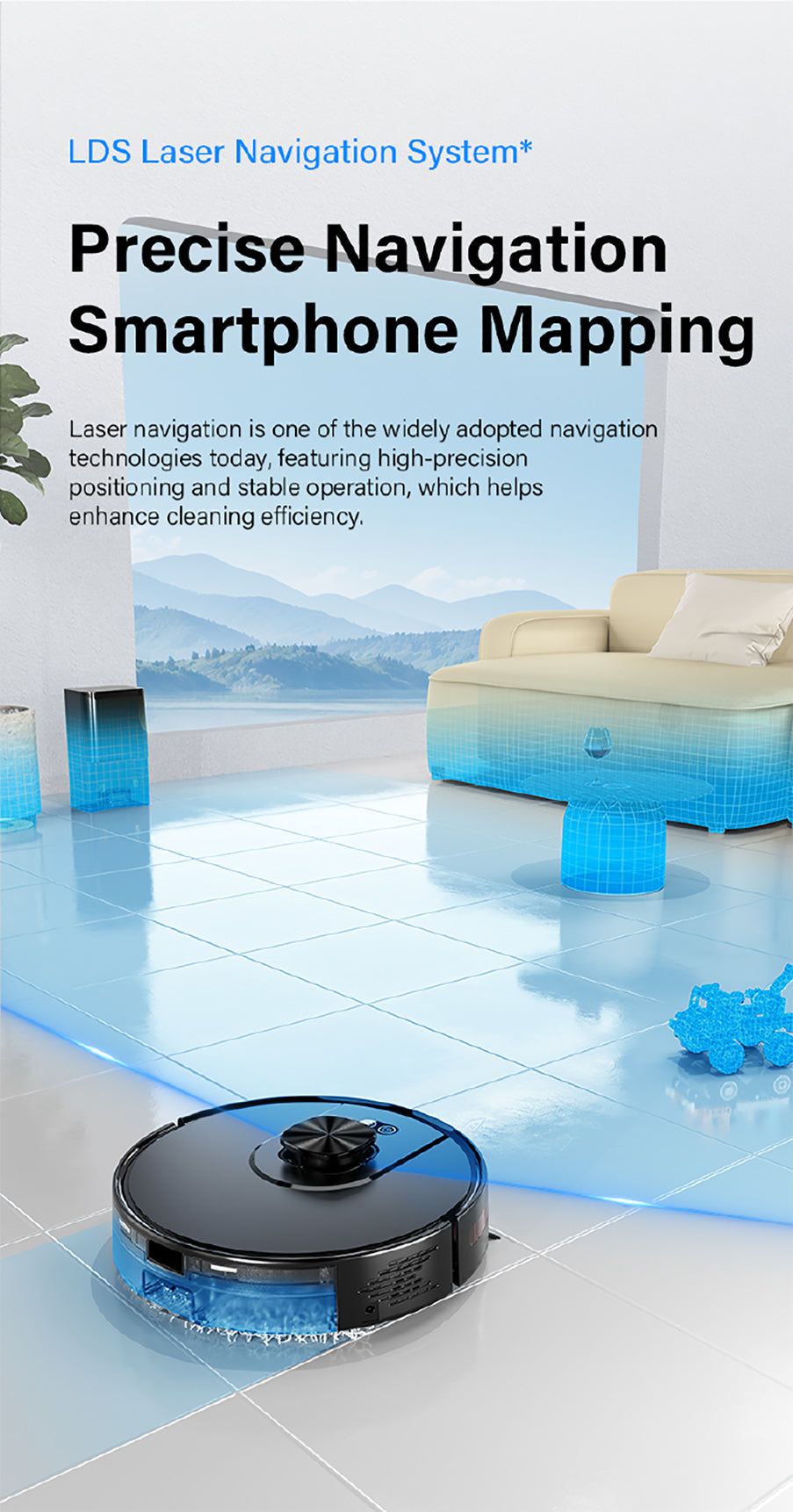 HOMTTO Robot Vacuum Cleaner LiDAR Self-Empty Tuya App Control