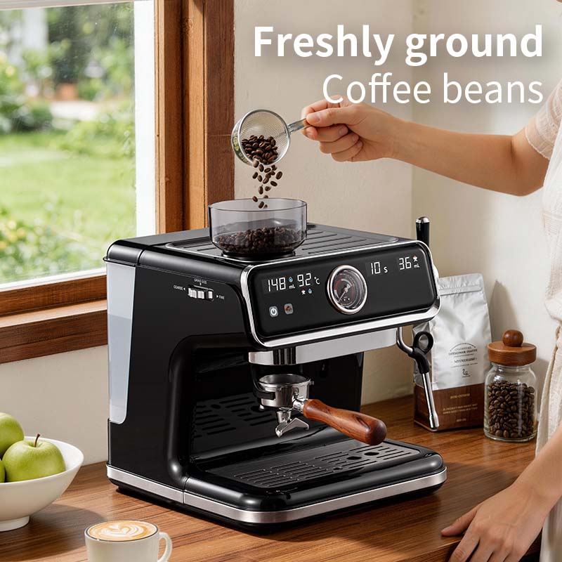 HOMTTO Semi Auto Espresso Machine Smart Touch Coffee Grinder Milk Frother