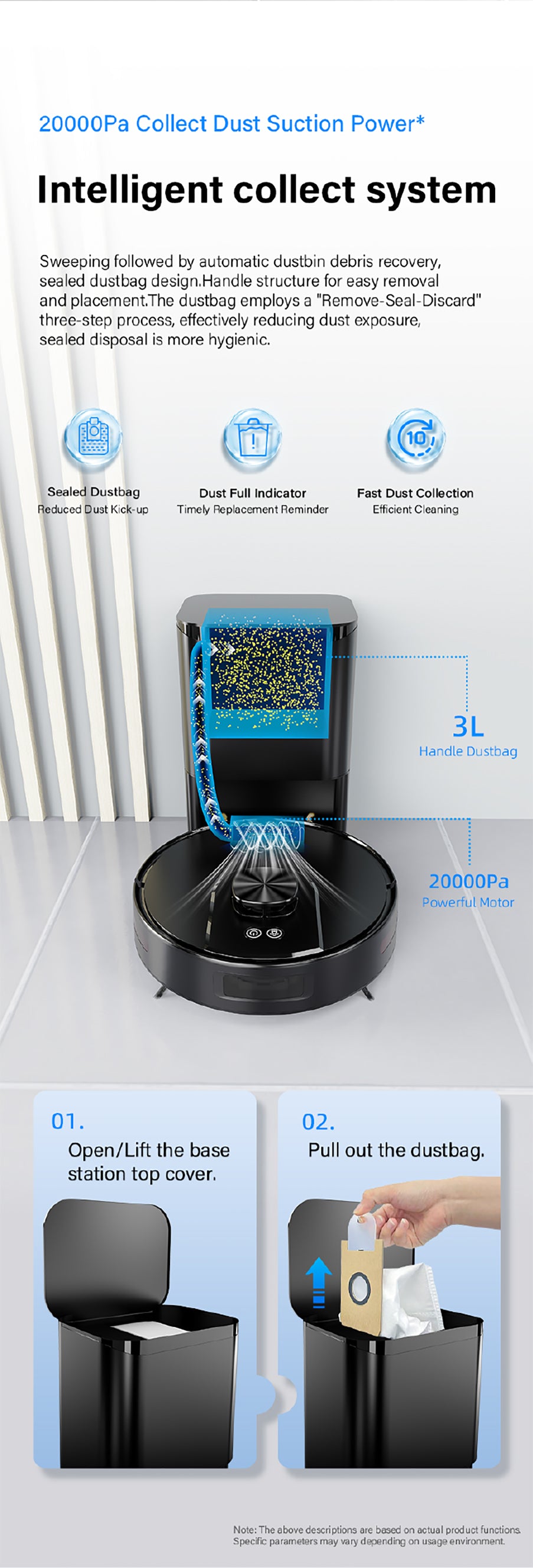 HOMTTO Robot Vacuum Cleaner LiDAR Self-Empty Tuya App Control
