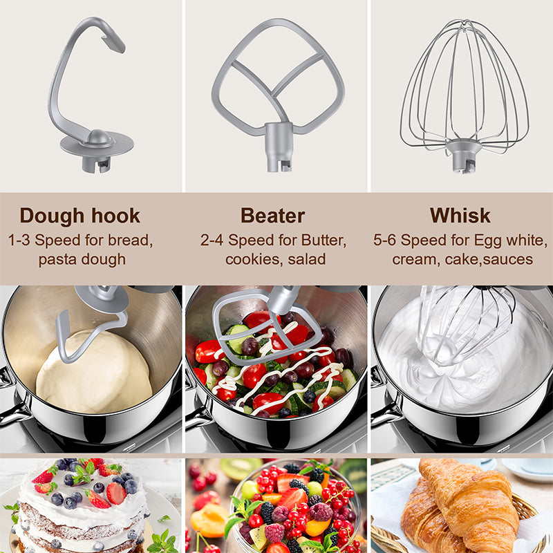 HOMTTO 1500W 3 in 1 Smart Display Stand Mixer 6.2L Stand Bowl 6-Speeds