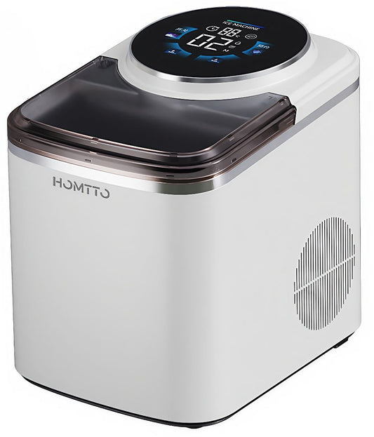 HOMTTO 16kg/24Hr Cube Ice Maker - 12 Cubes in 14 Mins, 1.5L, Touchscreen