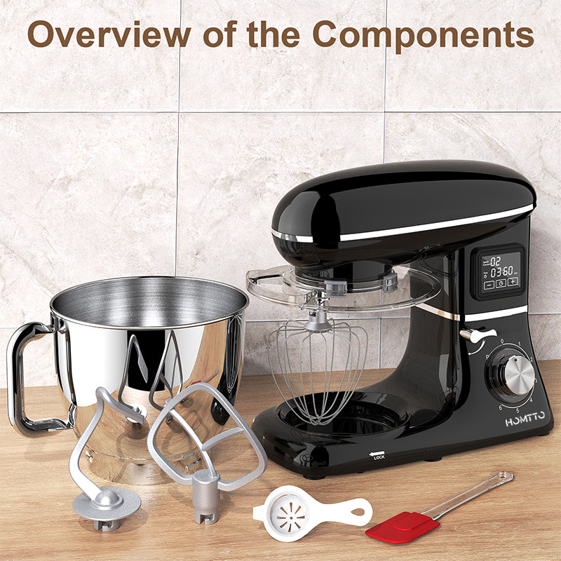HOMTTO 1500W 3 in 1 Smart Display Stand Mixer 6.2L Stand Bowl 6-Speeds