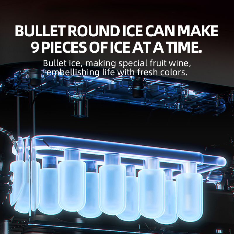 16kg/24Hr Bullet Ice Maker -6- 9 Ice Pieces in 6 -10 Mins,1.2L