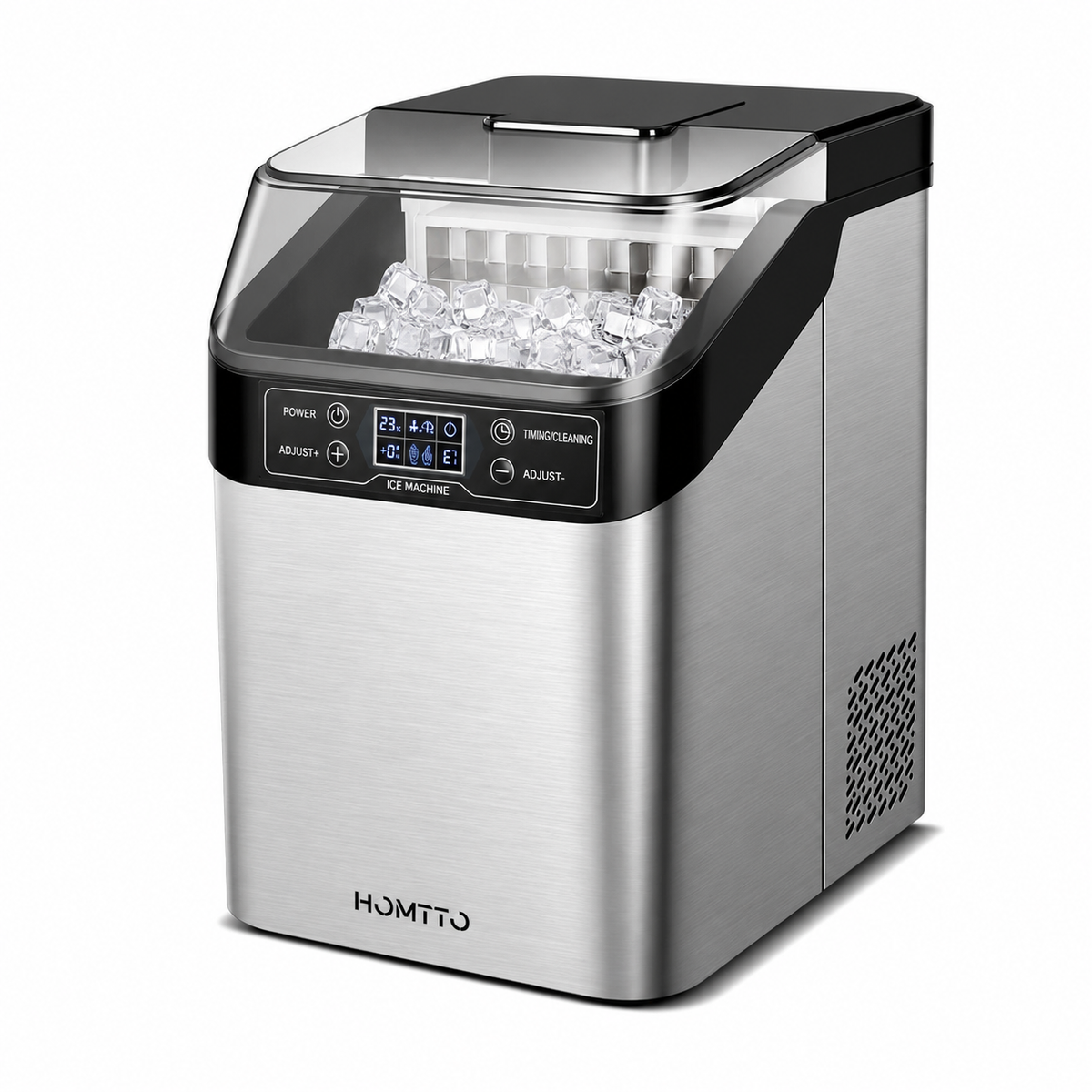 HOMTTO Ice Maker Machine-24 Cubes,13 Thickness Levels,Self-Cleaning & Timer