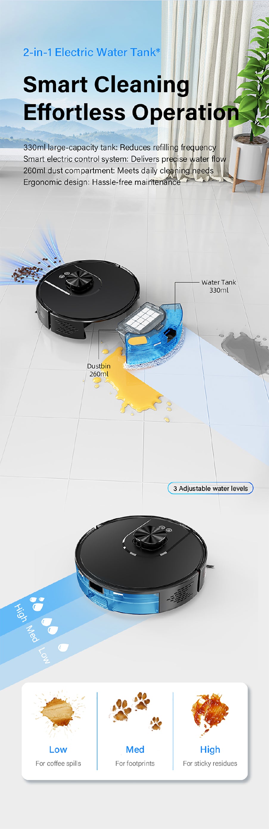 HOMTTO Robot Vacuum Cleaner LiDAR Self-Empty Tuya App Control