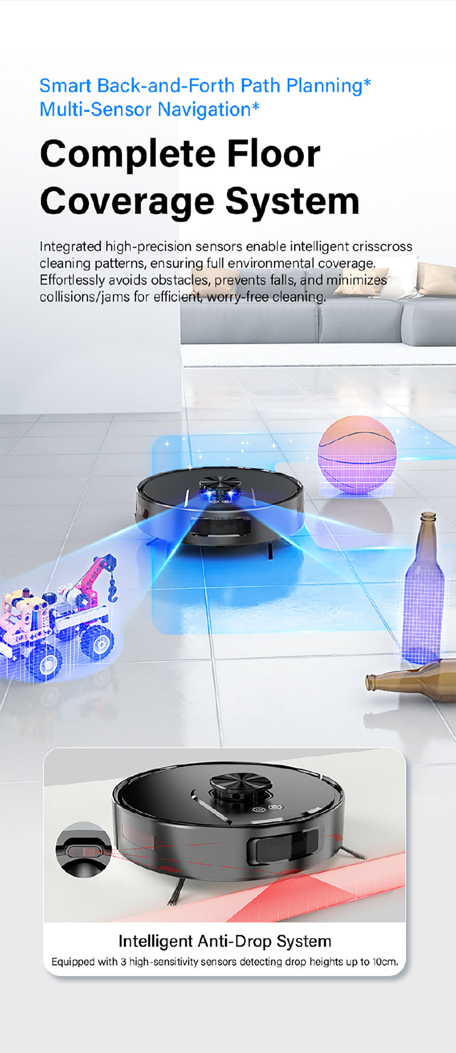 HOMTTO Robot Vacuum Cleaner LiDAR Self-Empty Tuya App Control