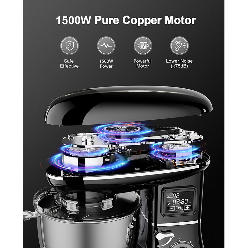 HOMTTO 1500W 3 in 1 Smart Display Stand Mixer 6.2L Stand Bowl 6-Speeds