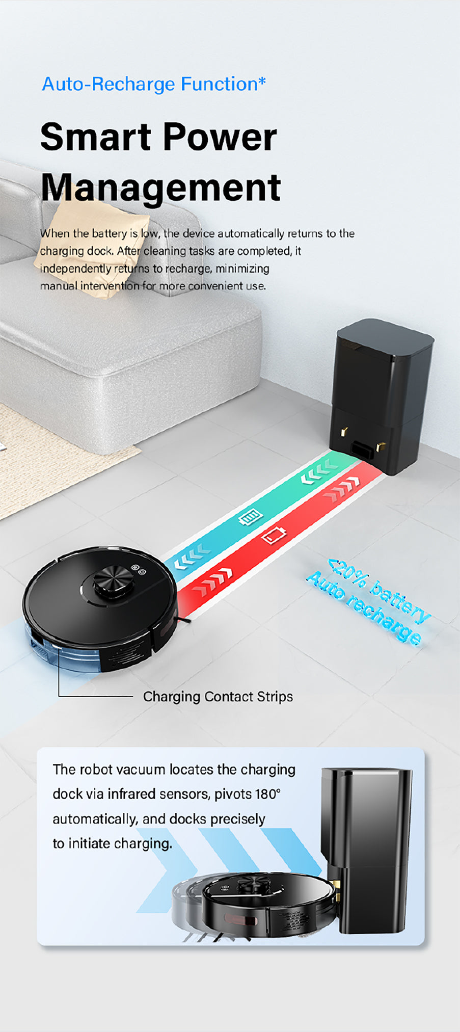 HOMTTO Robot Vacuum Cleaner LiDAR Self-Empty Tuya App Control