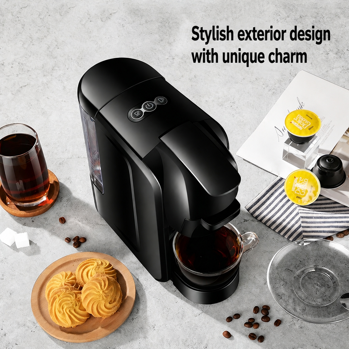 HOMTTO 3-in-1 Capsule Coffee Machine 19 Bar Espresso Maker Ground Coffee